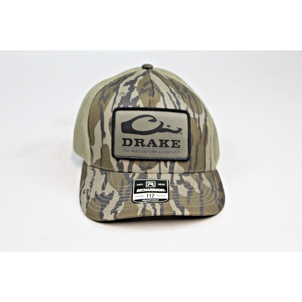 Drake Waterfowl Systems Camo Mesh SnapBack Ball Cap Hat Retangle Duck Logo
